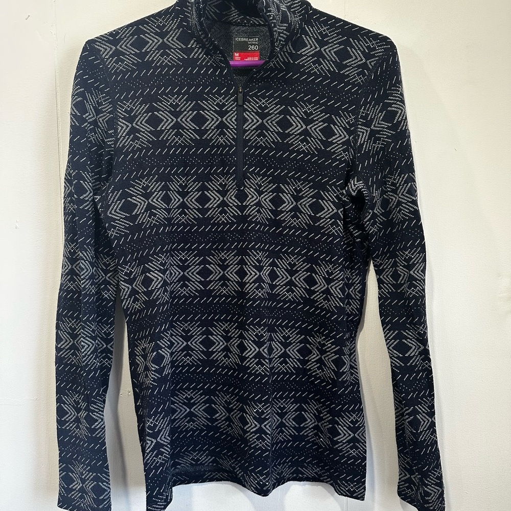 Icebreaker Men's Black and Gray Zip Up Sweater